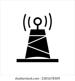 Isolated base station, gsm icon. Transmitter, wireless tower. Editable color. EPS vector file
