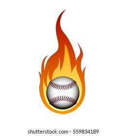 Isolated baseball ball onfire, Vector illustration