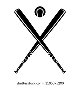 Isolated baseball bat and ball on white background, monochrome style, vector
