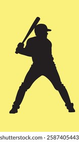 Isolated baseball batter in an active pose, perfect for sports banners, team badges, and USA baseball-themed designs.