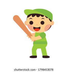 Isolated baseball boy. Boy with a baseball bat - Vector