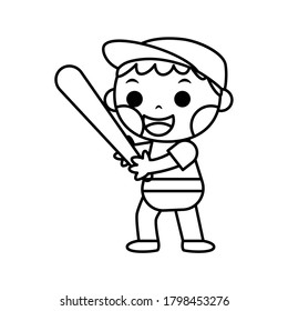 Isolated baseball boy. Boy with a baseball bat - Vector