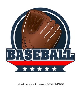 Isolated baseball emblem with a glove, Vector illustration