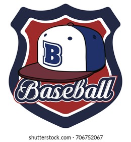 Isolated baseball emblem with a hat, Vector illustration