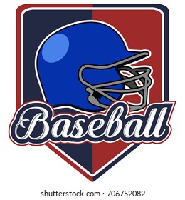 Isolated baseball emblem with a helmet, Vector illustration