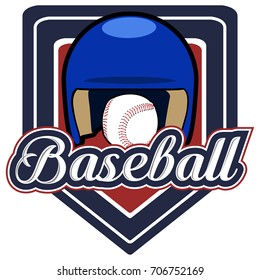 Isolated baseball emblem with a helmet, Vector illustration