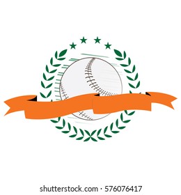Isolated baseball emblem with a laurel wreath, Vector illustration