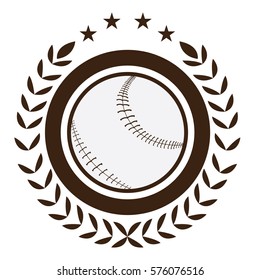 Isolated baseball emblem with a laurel wreath, Vector illustration