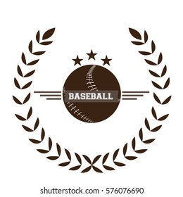 Isolated baseball emblem with a laurel wreath, Vector illustration