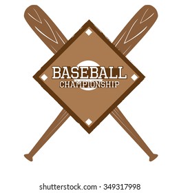 Isolated baseball emblem with a pair of bats and text