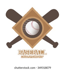 Isolated baseball emblem with a pair of bats and text