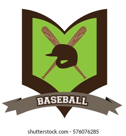 Isolated baseball emblem with a pair of bats, Vector illustration