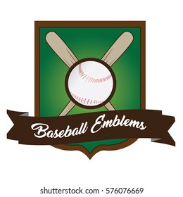 Isolated baseball emblem with a pair of bats, Vector illustration