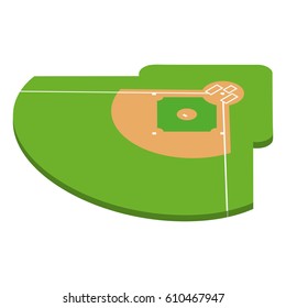 Isolated baseball field on a white background