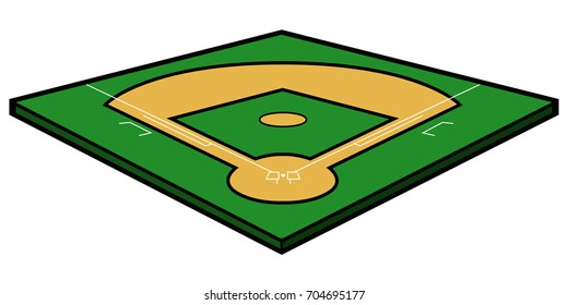 Isolated baseball field on a white background, vector illustration