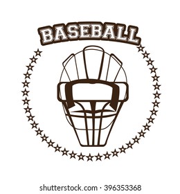 Isolated baseball helm on a white background with stars and text