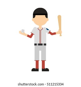 Isolated baseball player on white background. Man in the uniform with bat in helmet.