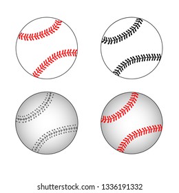 Isolated baseball set. Baseball balls. Baseball elements. Flat design.