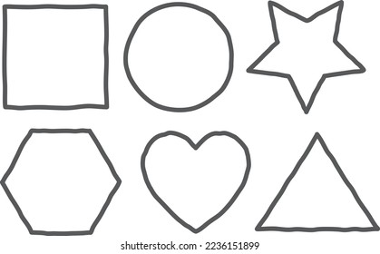 isolated basic shapes hand drawn kid style vector illustration