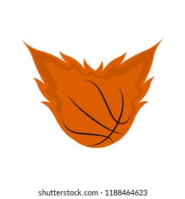 Isolated basketball ball with fire effect