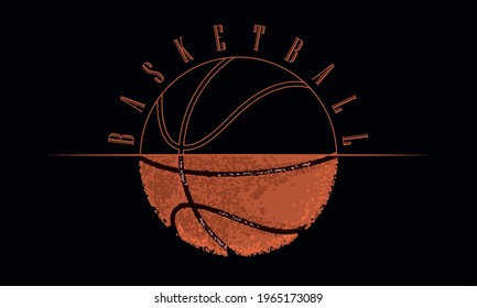 Isolated basketball ball with grunge texture. Sport poster