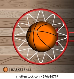 Isolated basketball ball and a net on the field, Vector illustration