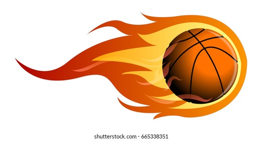 Isolated basketball ball on fire, Vector illustration