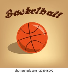 an isolated basketball ball and some text