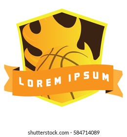 Isolated basketball emblem with a ball, Vector illustration