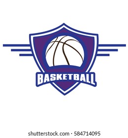 Isolated basketball emblem with a ball, Vector illustration