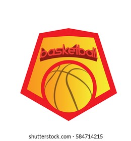 Isolated basketball emblem with a ball, Vector illustration