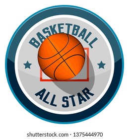 Isolated basketball emblem with text. Vector illustration design
