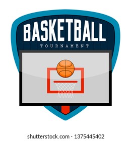 Isolated basketball emblem with text. Vector illustration design