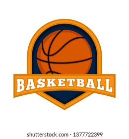Emblema de baloncesto aislado con texto. Diseño de Ilustración vectorial