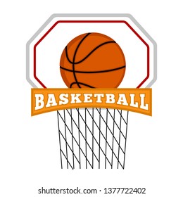 Isolated basketball logo with text. Vector illustration design