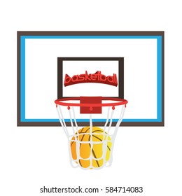 Isolated basketball net with a ball, Vector illustration