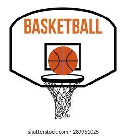 Isolated basketball net with text and a basketball ball. Vector illustration