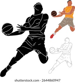 Isolated basketball player about to dunk illustration. 