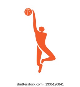 Isolated basketball player icon with a ball. Vector illustration design