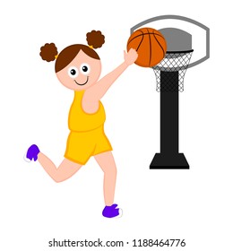 Isolated basketball player scoring a point