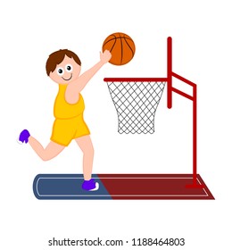 Isolated basketball player scoring a point