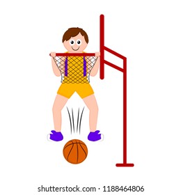 Isolated basketball player scoring a point