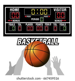 Isolated basketball scoreboard and a ball, Vector illustration