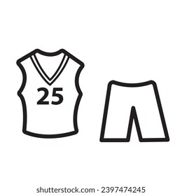 Icono de baloncesto uniforme aislado diseño plano Ilustración vectorial