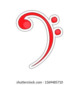 Isolated bass clef. Comic musical note. Vector illustration design