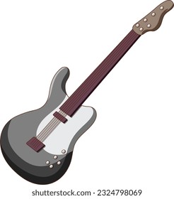 Isolated bass guitar musical instrument illustration