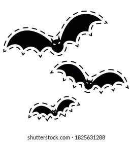 Isolated bat halloween october scary icon sticker- Vector