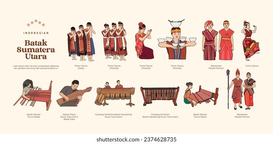 Isolated Batak North Sumatera Indonesia Culture Illustration