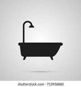 Isolated Bathroom Icon Symbol On Clean Background. Vector Bathtub Element In Trendy Style.