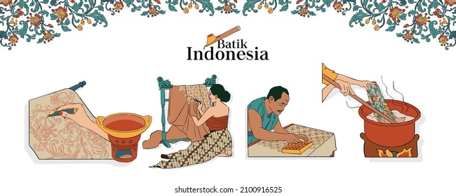 Ilustración Batik Aislada. Culturas indonesias